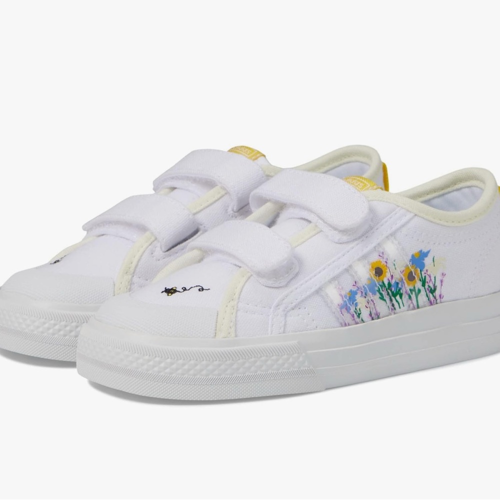 NEW Adidas Originals Nizza CF I Toddler Size10K White Flower/Bee/Stripe W/Bx $60 - Picture 3 of 10